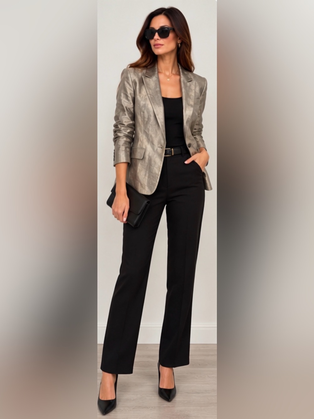 Made in Italy Metallic Gold Linen Blend Blazer Jacket IT 48